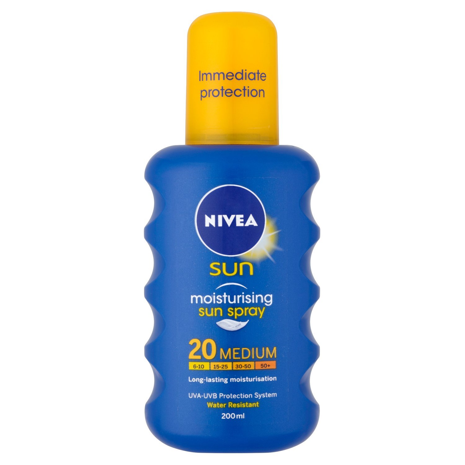 Nivea Sun Moisturising Sun Spray SPF20 Medium Non Sticky Easily Absorbed Sun Protection - 200ml