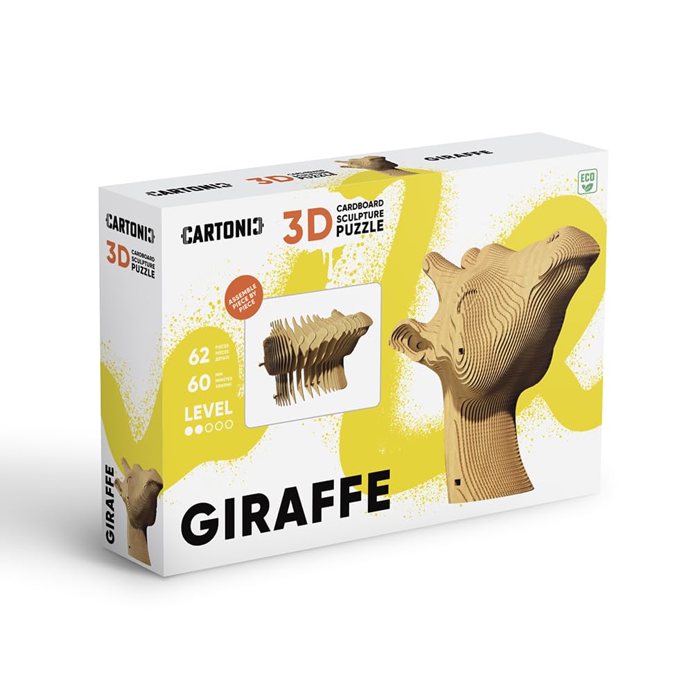 Girafe Puzzle 3D en Carton – Maquette à Monter | 62 Pièces, 22 × 17 × 8 cm – Kit Sculpture DIY à Peindre, Matériaux Recyclés, Ados & Adultes, Idée Cadeau Déco