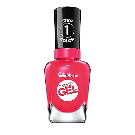 Sally Hansen Miracle Gel Salon Quality Nail Polish | Gel-Like Formula, Two-Step System, No UV Light Needed, Long Lasting | Opaque, Glossy | 329 Pink Tank | Reddish Pink Nail Color
