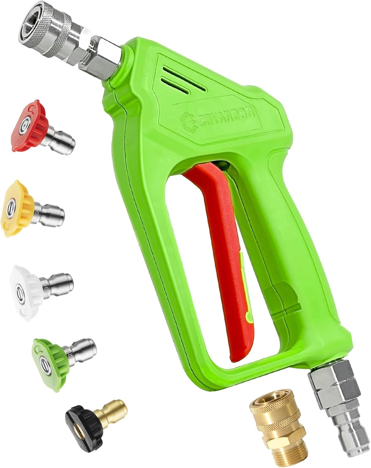 Pressure Washer Short Gun with Swivel 3/8" Male Plug & 1/4”Quick Connector Coupler - Comfortable Handle - Compatible with Foam Cannon for Car Wash 4000 PSI, Green