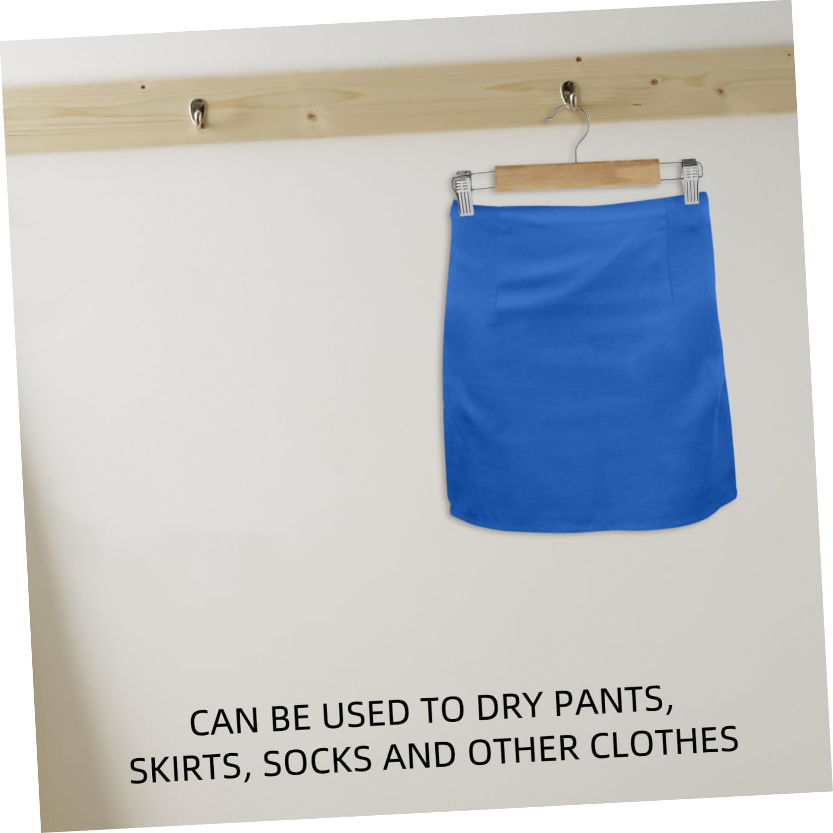 ABOOFAN Grucce per Pantaloni e Gonne con Pinze, Legno e Acciaio Inox, Set da 10 Pezzi, per Asciugare Capi senza Caduta