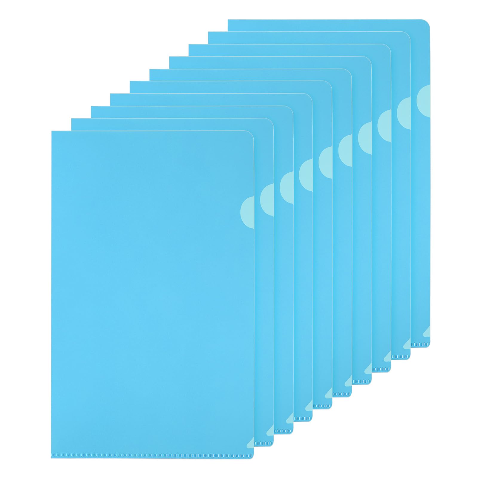 PATIKIL L Type Folders 10 Pack A4 Plastic File Project Pockets Clear Paper Document Jacket Sleeves for Office Sky Blue