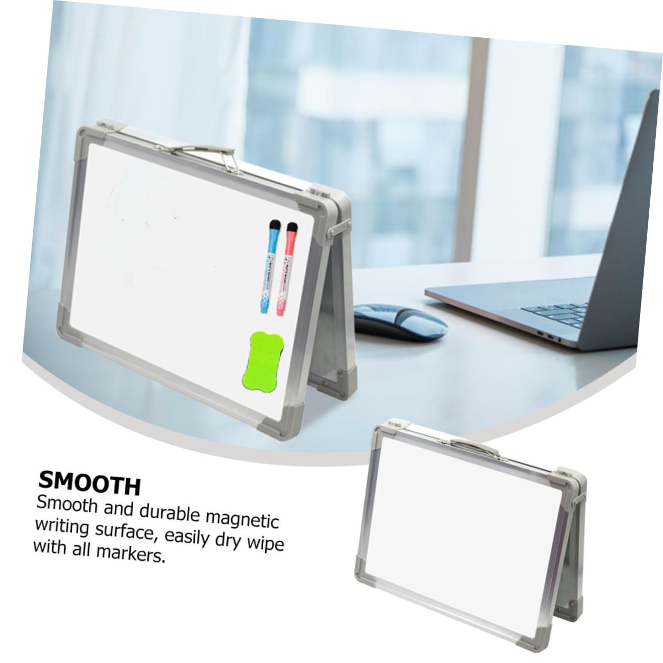 Healeved Lavagna Portatile Doppia Faccia in Lega di Alluminio e Abs Bianca Magnetica Superficie Liscia per Scrivere per Uffici e Aule