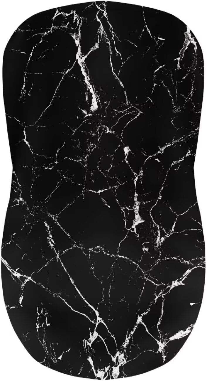 Babrukda Swivel Bar Stool Covers with Backs Set of 4 Armless Stool Chair Slipcover for Home Decor, Living Room, Club Counter Height Square Chair Seat Protectors, Black Marble
