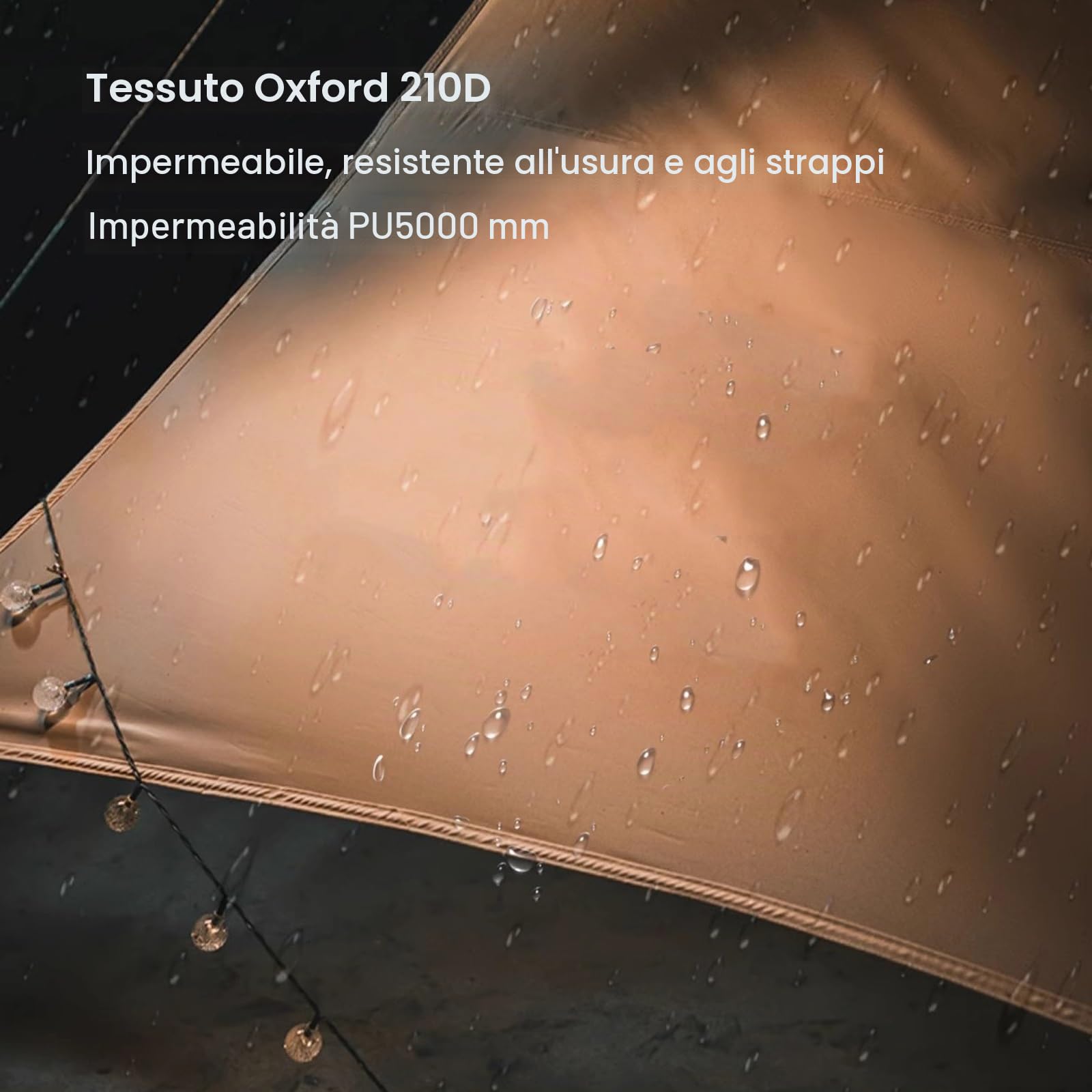 Tendalino Laterale per Auto con Ventosa, Tendalino Auto Camper 200x300cm Tessuto Oxford 210D, Rivestimento in Colla Nera Impermeabile PU5000mm UPF50+, Nessun Portapacchi Richiesto(Beige)