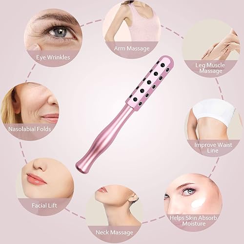 Miniatura 6 de Aohcae Rodillo masajeador facial, rodillo masajeador facial de piedra de germanio, rodillo de belleza para cara, ojos, barbilla, cuello, cuidado de