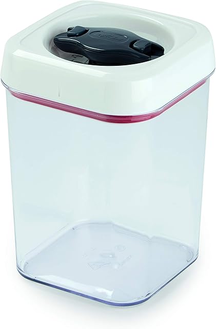 Zyliss E981055 Twist & Seal Storage Box With Lid | 1 Litre | Plastic | Clear/White | Kitchen Storage/Bathroom Storage/Food Storage/Makeup Storage/Toy Storage | Includes 1 x Storage Container