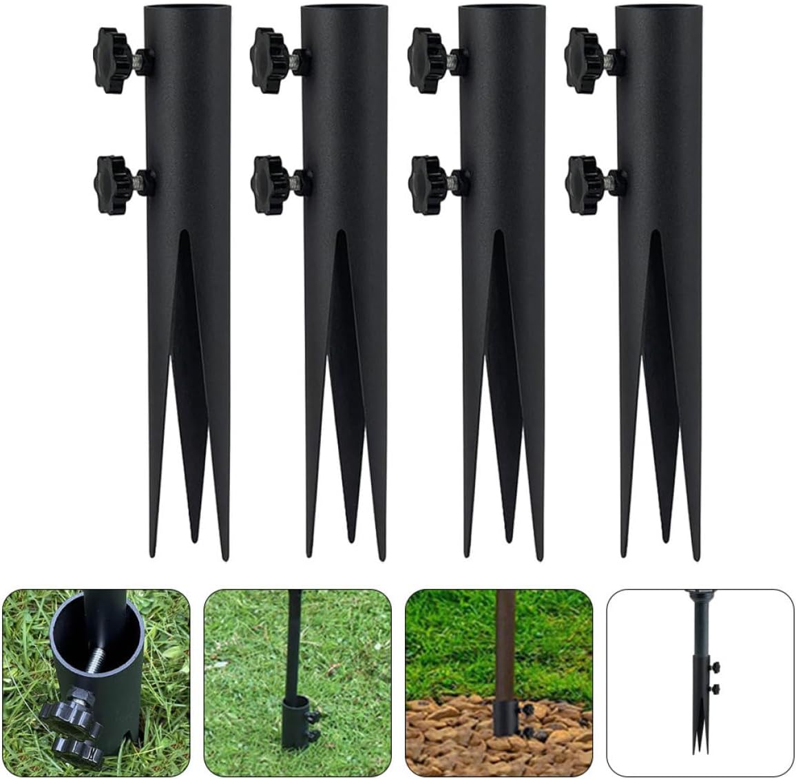 4pcs Metal Stake for Outdoor Christmas Light Stake Ground for Candy Cane Lights Garden Ground Spike Replacement