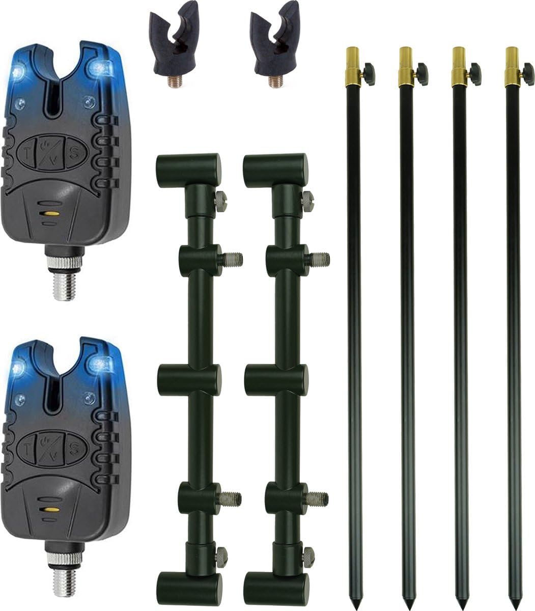 Goalpost set 2 Rod Complete - Banksticks - Buzzerbars - Bissanzeiger - Angelrutenstütze - Karpfen (Adjustable 2-Rod)