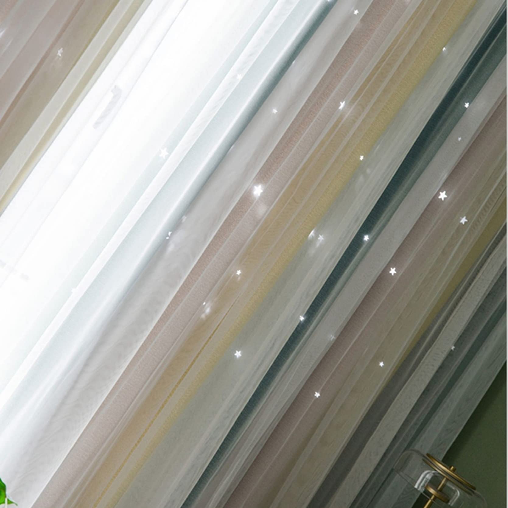 Amazon｜カーテン 姫系 遮光カーテン 星柄 グラデーション 二重