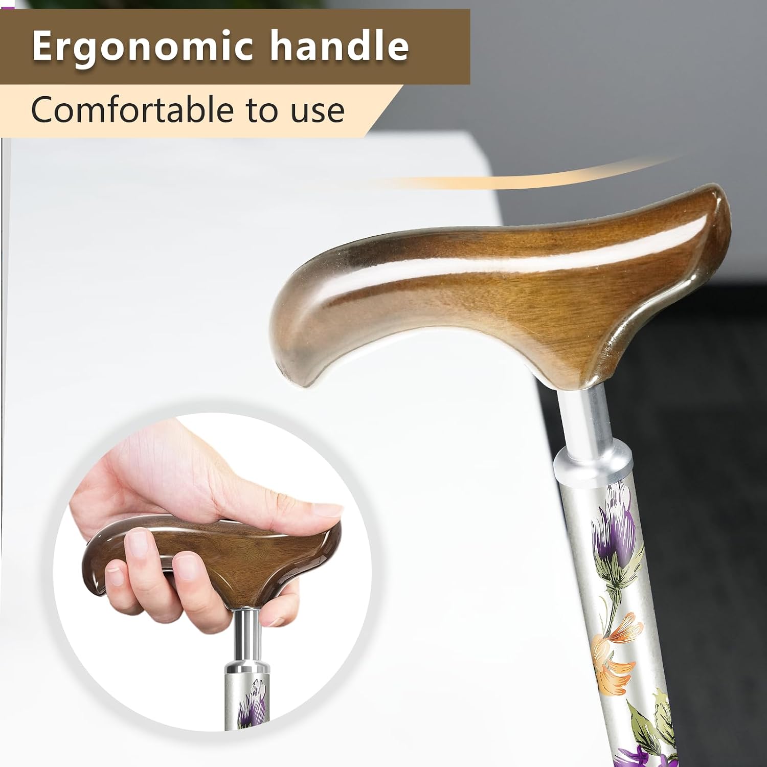 Foldable Walking Cane, Adjustable Lightweight Cane with Pattern Design