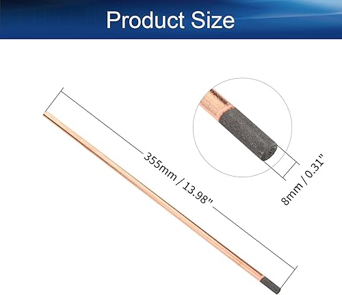 Miniatura 14 de Auniwaig 2 piezas de 0.47 pulgadas x 14 pulgadas, carbono recubierto de cobre, varillas de carbono recubierto de cobre electrodo