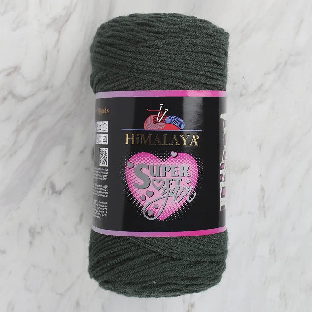 Loren 2 Skein Himalaya Super Soft Yarn, 100% Acrylic, Total 400 Grams (14 oz): Each Skein 200 Grams (7 oz), 328 Meters Long (358 Yards), Yarn Weight: 4: Worsted-Aran (Dark Green 80852)