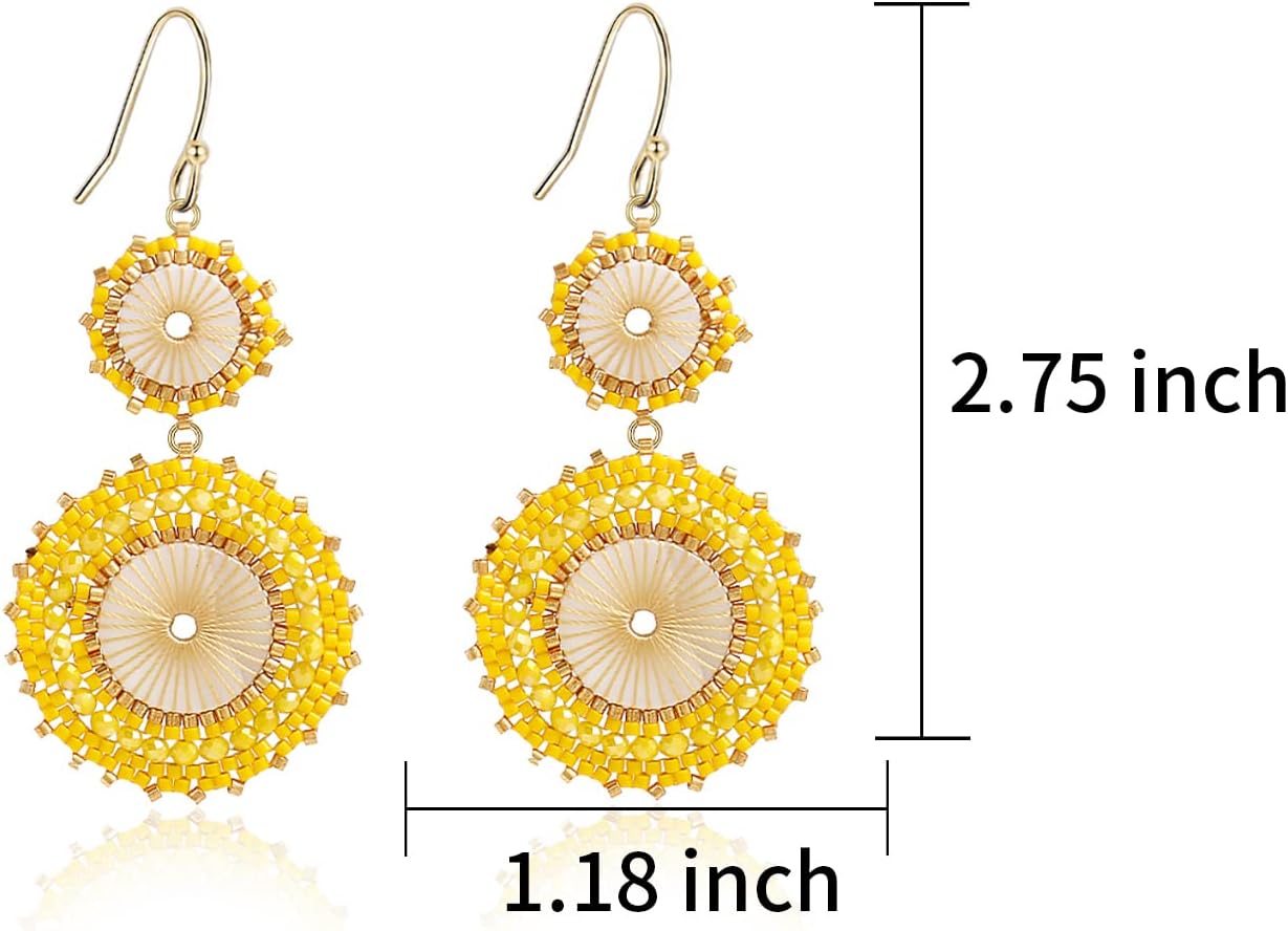 Badu Seed Beaded Circle Beads Earrings Bohemian Dangle Earrings Handmade Bead Fashion Jewelry Drop Earrings for Women - Image 4