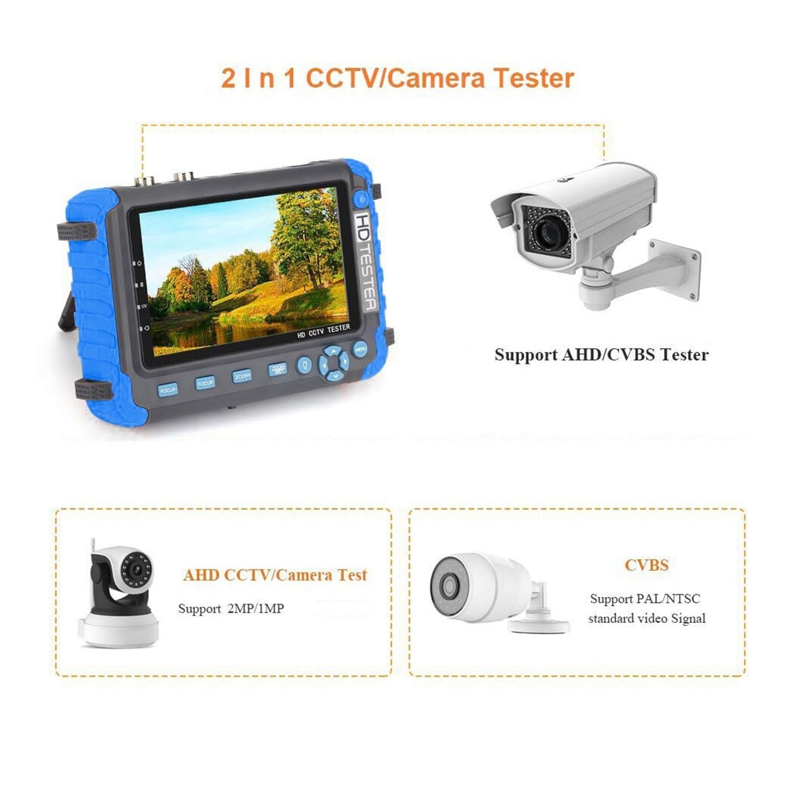 IV8W 4K CCTV Tester 5 Zoll Überwachungskamera Monitor for AHD/CVI/TVI CVBS Analog Test Mit VGA Eingang UTP CFTV Tester(12W)