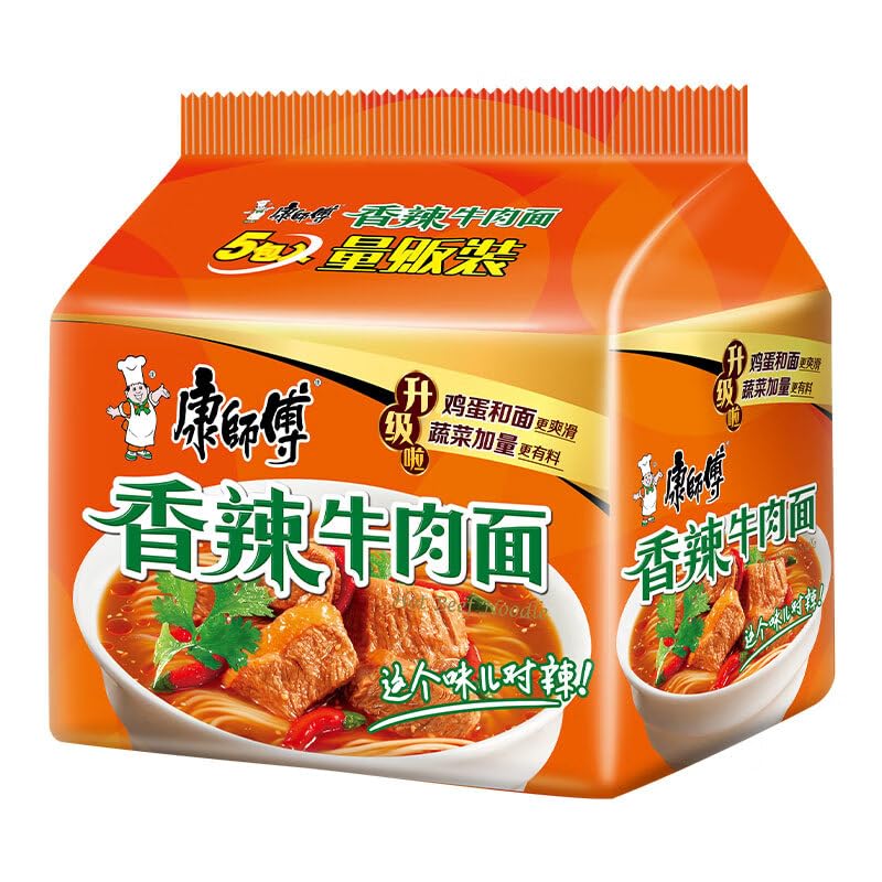Chinese food Instant noodles 康师傅 方便面 香辣面五连包104g*5 泡面袋装