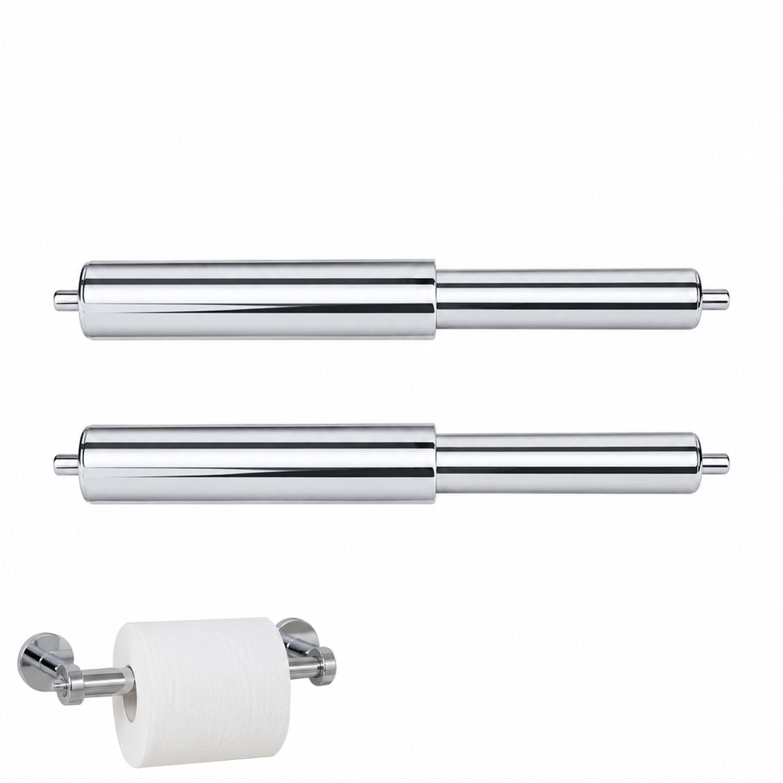 ApexPine 2 Pcs Adjustable Toilet Roll Holder Spring Rod Replacements