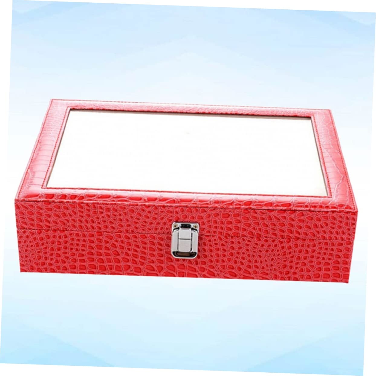 VALICLUD Scatola Espositiva per Occhiali da Sole in Pu, 8 Scomparti, Effetto Coccodrillo Rosso, Organizer per Casa e Negozio | Finestra Espositiva, Uso Casa e Negozio, Organizzatore per Custodire e Mostrare Modelli