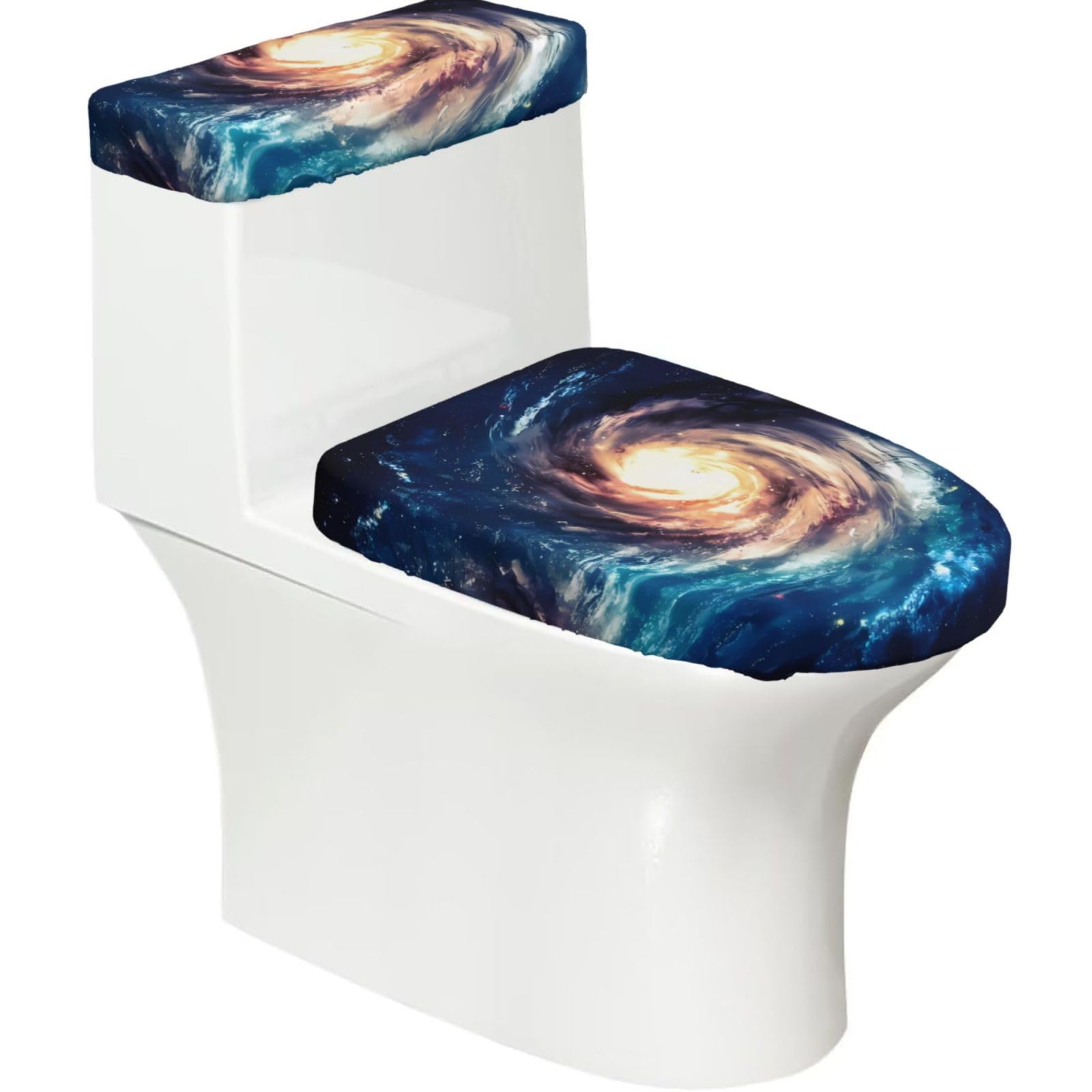 Mrowyc Black Universe Milky Way Galaxy Printed Toilet Seat Set - Set Of 2 - Universal Toilet Seat Cover - Housewarming Birthday Christmas Gift