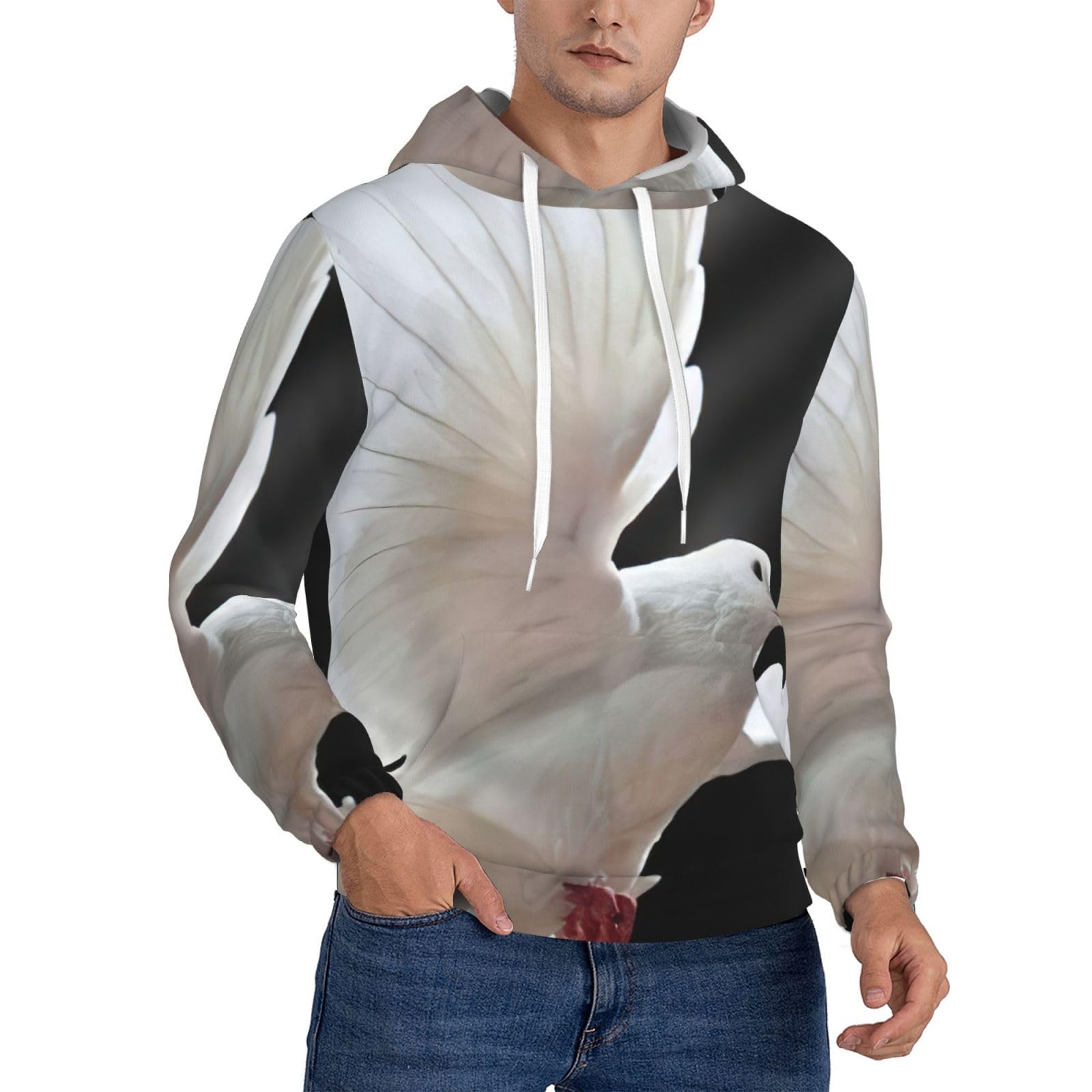 Sweat à capuche imprimé colombe en polyester résistant pour homme actif EdWal - 8