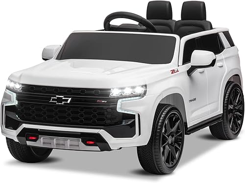 Winado Auto de paseo de 12 V con control remoto, vehículo eléctrico con licencia Chevrolet Tahoe a batería para niños, camión todoterreno para niños