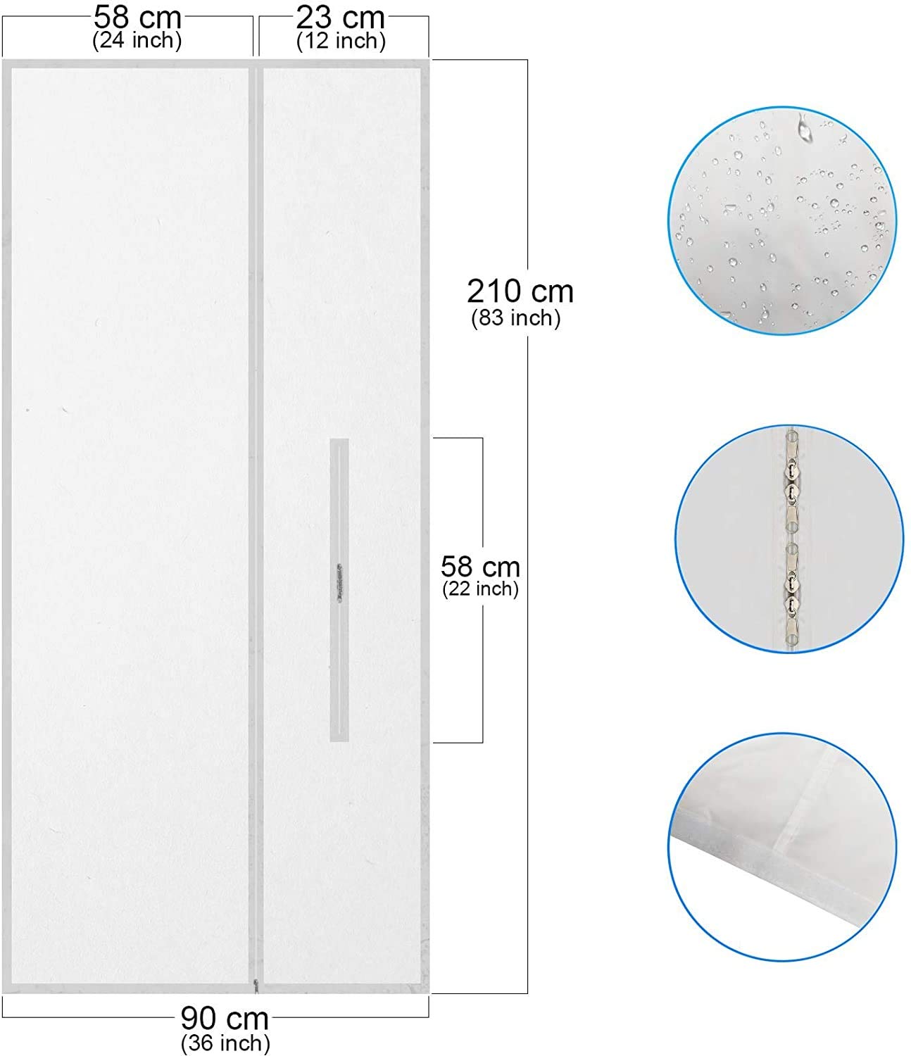 90x210CM Guarnizione Universale AirLock Guarnizione per porta finestra,per climatizzatori ed essiccatori - Con Apertura Zip per Passaggio,Hot Air Stop