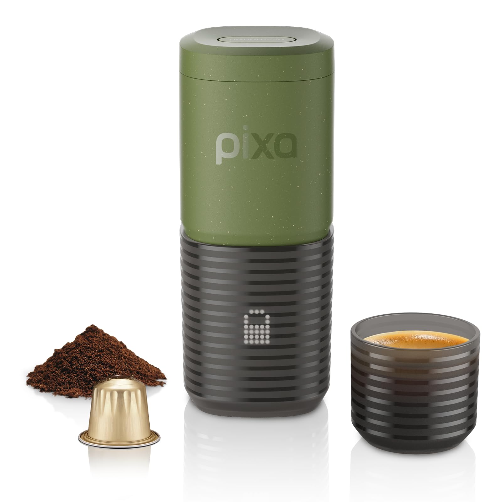 WACACO Coffee Machine Electric & Portable, With 4 Coffee Types & Fast Heat-Up, 3 * 3000mAh Battery Up to 5 Espresso, 20 Bar Portable Espresso Maker For Ground Coffee & NS Capsule (Olive Green)