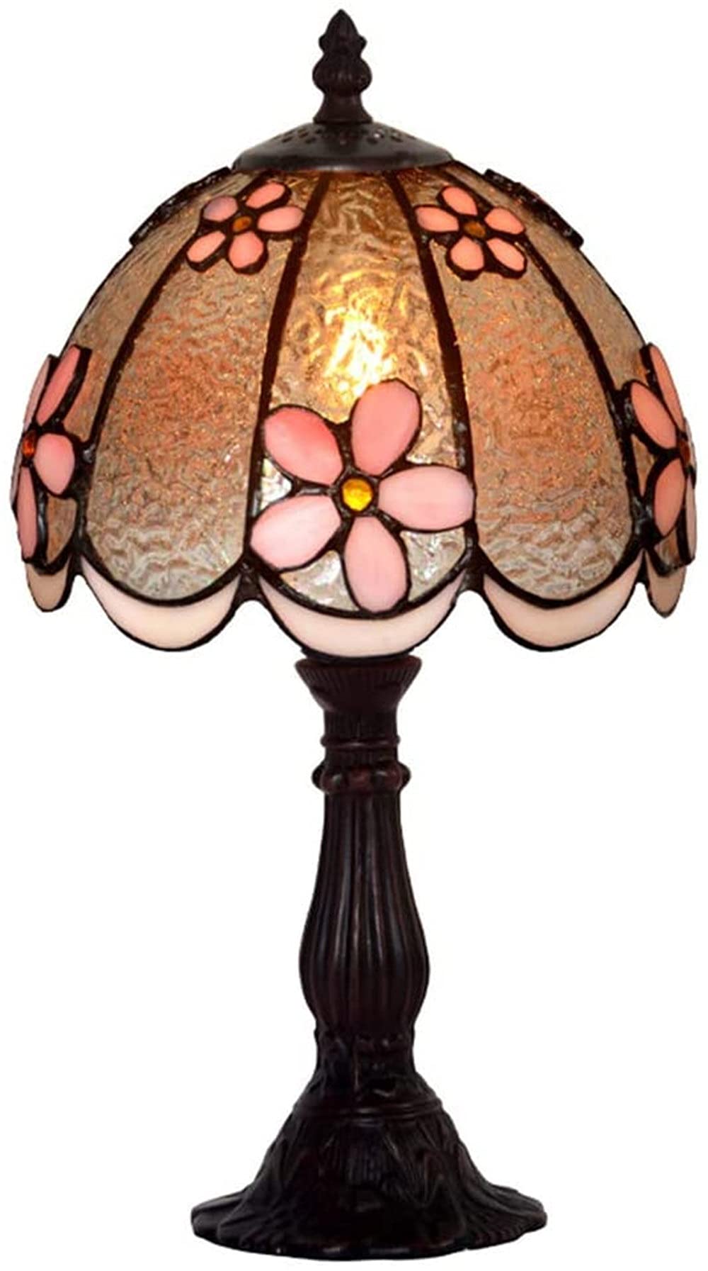 Lampe de table Tiffany pour salon cosy fleur verre taché 8inch