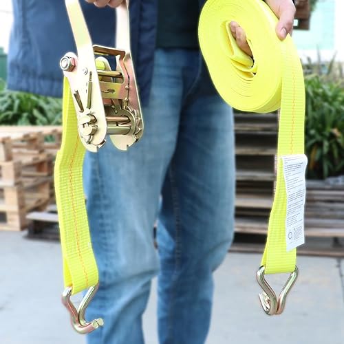 Miniatura 7 de Boxer Herramienta 1 paquete de correa de trinquete de amarre de 2 pulgadas x 27 pies ganchos en J gemelos  Resistencia a la rotura 10,000 libras