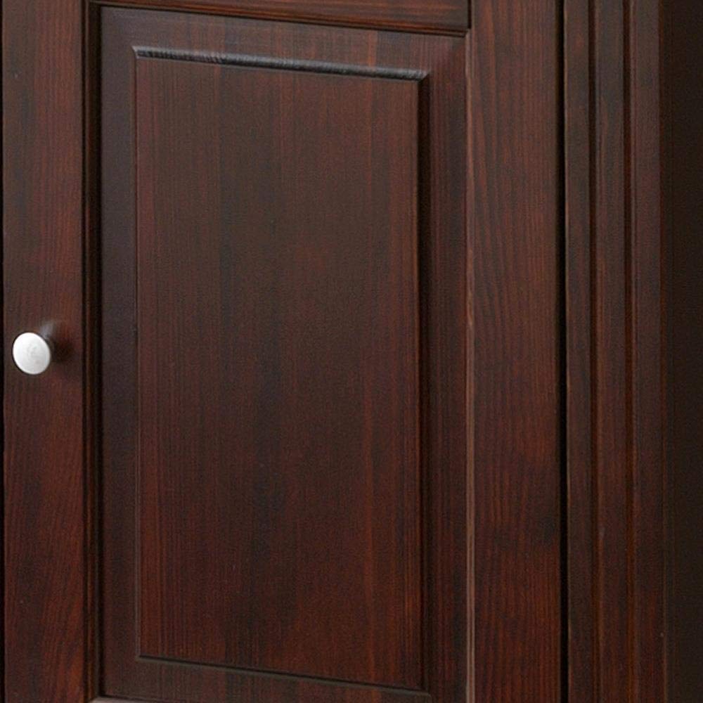 Lomadox Waschtischunterschrank 85 cm Keramik-Waschbecken Im Landhausstil, Pinie Massivholz braun, B/H/T ca. 85/83/49 cm