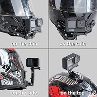 SUREWO Bukósisak Állrész Kamera Tartó GoPro Hero 7/6/5/4 Kamerákhoz - Állítható Rögzítő Szett Motorosoknak, 180 Fokos Forgató Mechanizmussal 6