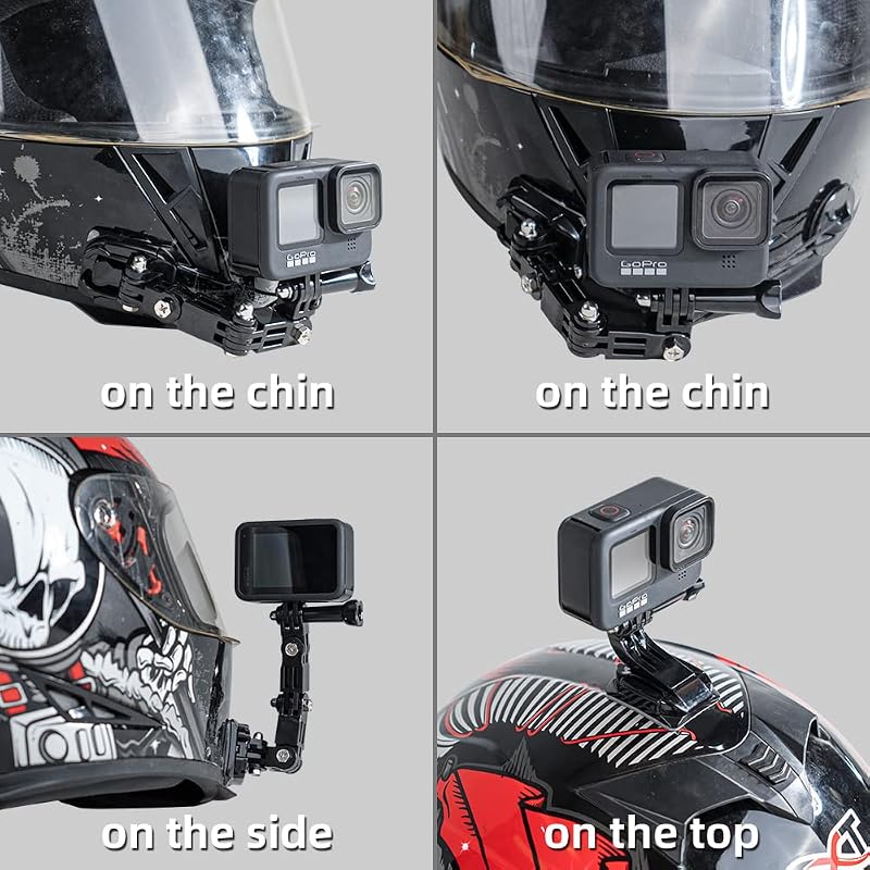 SUREWO Bukósisak Állrész Kamera Tartó GoPro Hero 7/6/5/4 Kamerákhoz - Állítható Rögzítő Szett Motorosoknak, 180 Fokos Forgató Mechanizmussal