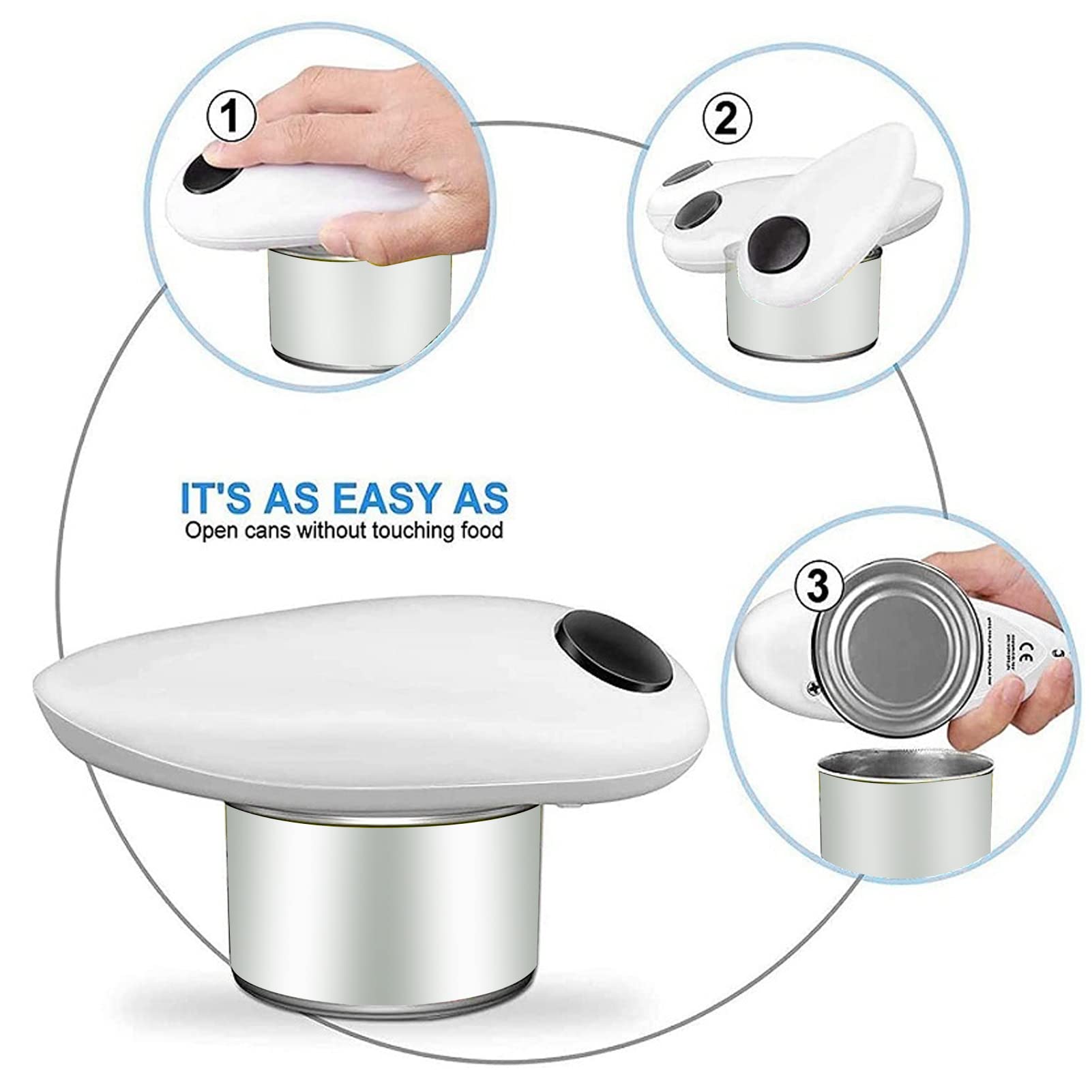 Cordless Electric Can Opener - Automatic Handheld Kitchen Tool With Stainless Steel Blade