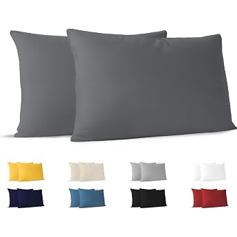 Dreamzie - Cushion Cover 50 x 80 cm - Set of 2 - 100% Cotton - Anthracite