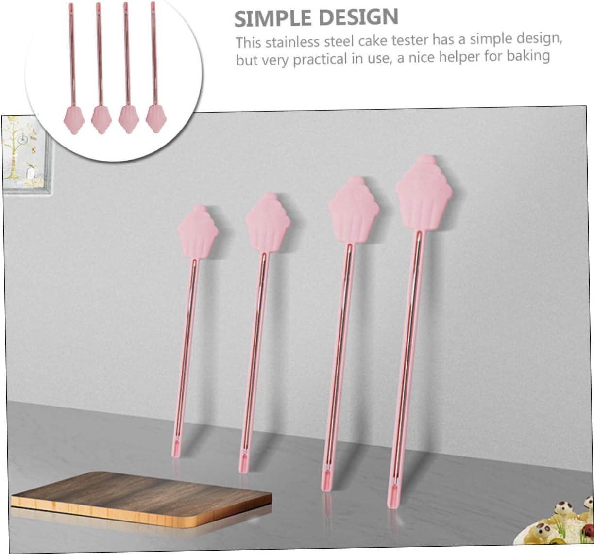 4pcs Stainless Steel Cake Doneness Tester Probes for Baking