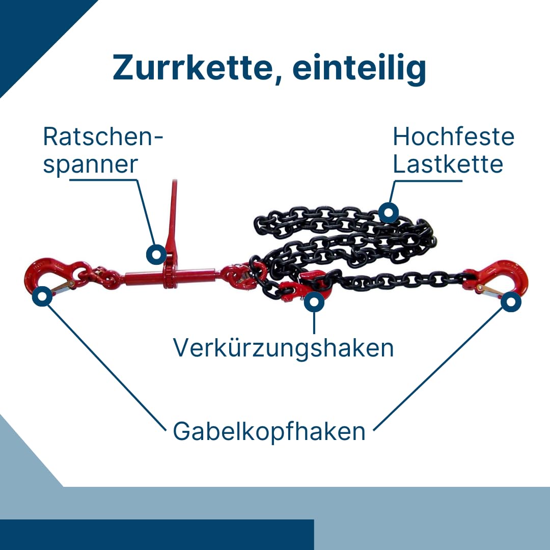 SHT Zurrkette einteilig Spannkette RLS-16mm Güteklasse 8 | Zugkraft: 16000 daN | Nutzlänge: 3m
