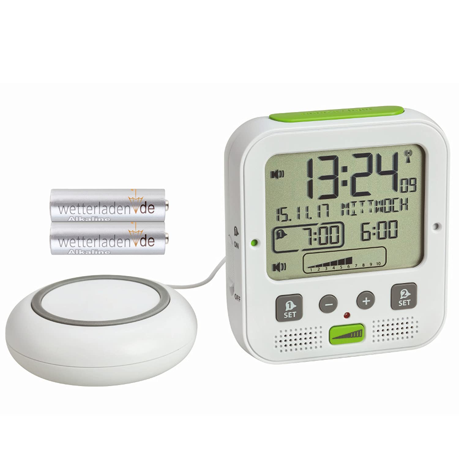 Réveil radio-piloté avec alarme vibrante efficace pour réveil difficile sans bruit