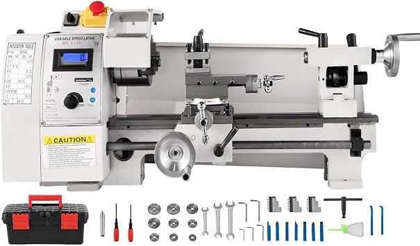 Mini Metal Lathe,8"x 14" Metal Lathe Machine, High Precision Mini Benchtop Lathe with 3-Jaw Chuck for, 2500 RPM,for Metal Threading Turning Drilling