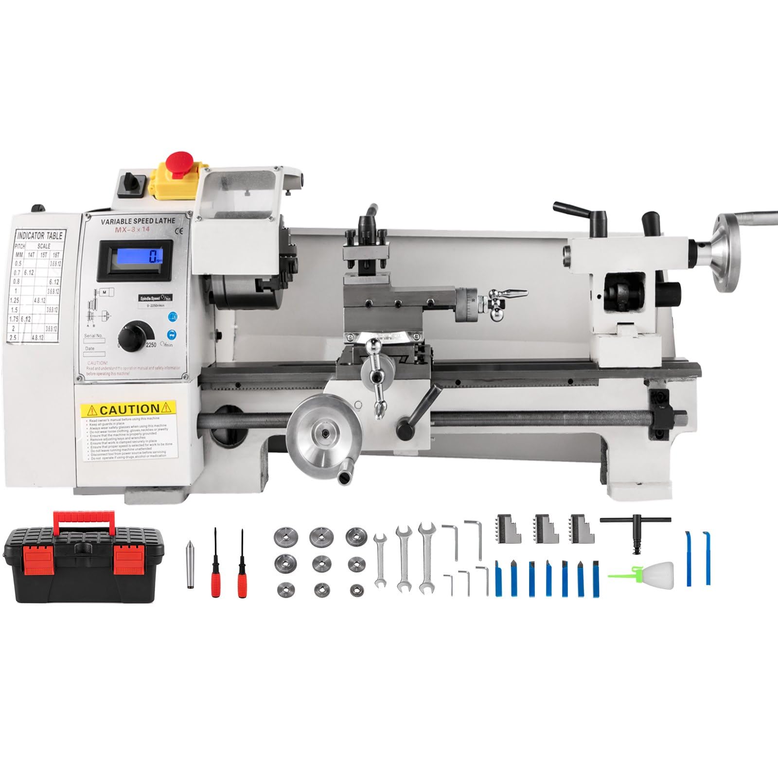 Precyzyjna mini tokarka do metalu 200 x 350 mm, 600 W profesjonalna elektroniczna zmienna prędkość 50–2500 obr./min, uniwersalna tokarka frezująca do obróbki metali