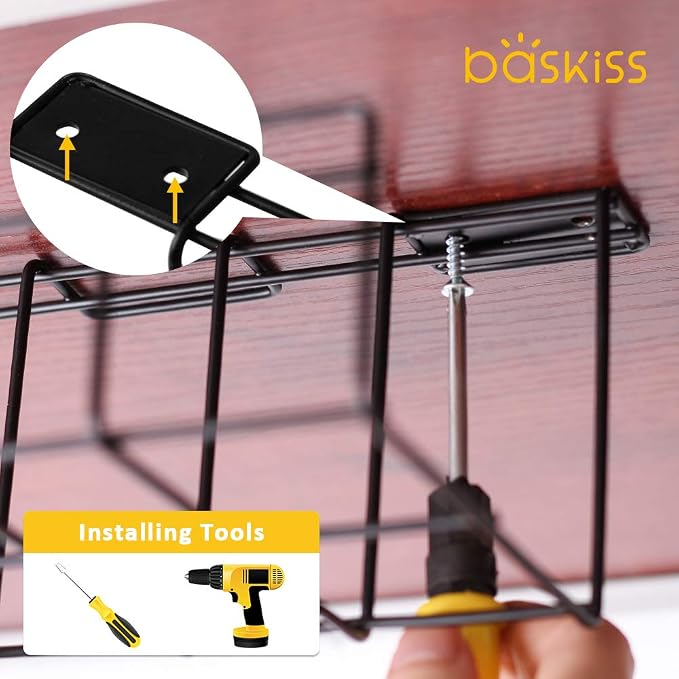 2 bandejas organizadoras para cables negras metálicas miniatura 3