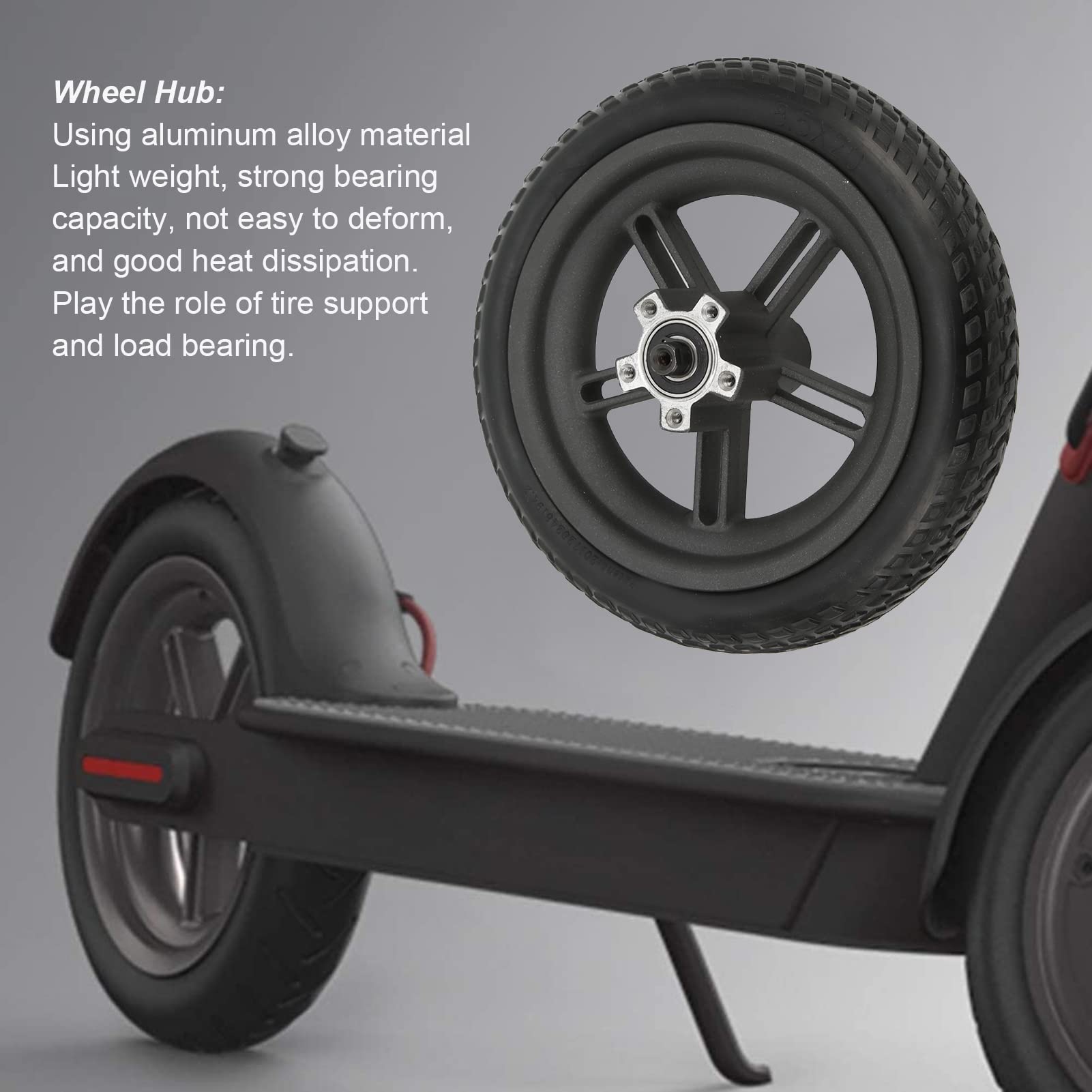 Ensemble de Roue arrière de 8,5 Pouces, Pneu Solide de Scooter antidérapant en Caoutchouc de 8,5 Pouces pour Scooter électrique M365 Pro