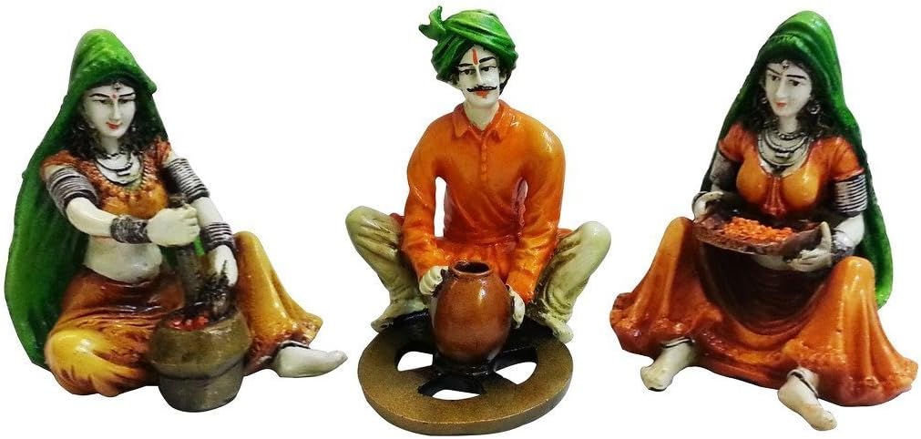 Karigaari India Polyresine Set of 3 Rajasthani Troupes Show Piece