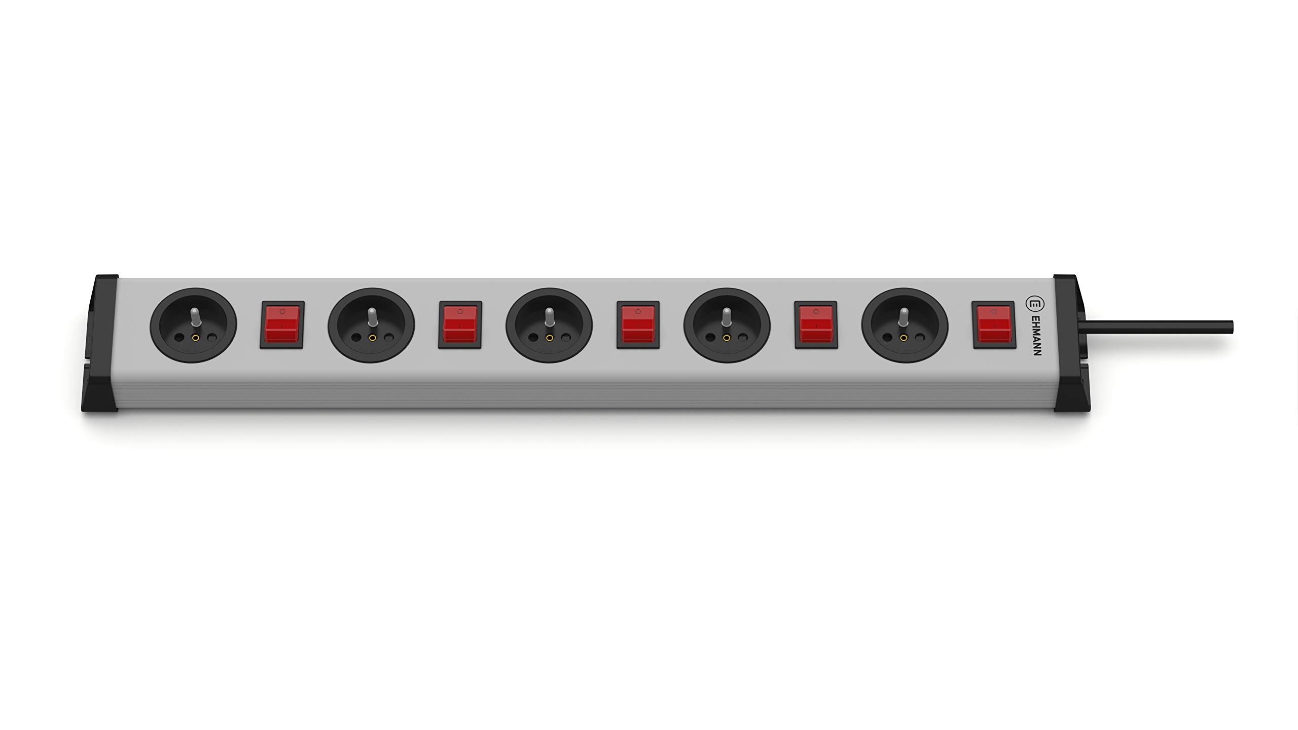 Ehmann 0202x02052301b Multiprise Universelle 5 Voies Type E avec 5 interrupteurs Lumineux