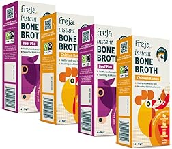 Freja Instant Pho & Ramen Bone Broth | Limited Edition | Chicken Ramen and Beef Pho | 100% Natural | Rich in Collagen, Protein & Amino Acids | Dairy & Gluten Free, 4 boxes (4 x 15g Sachets Per Box)