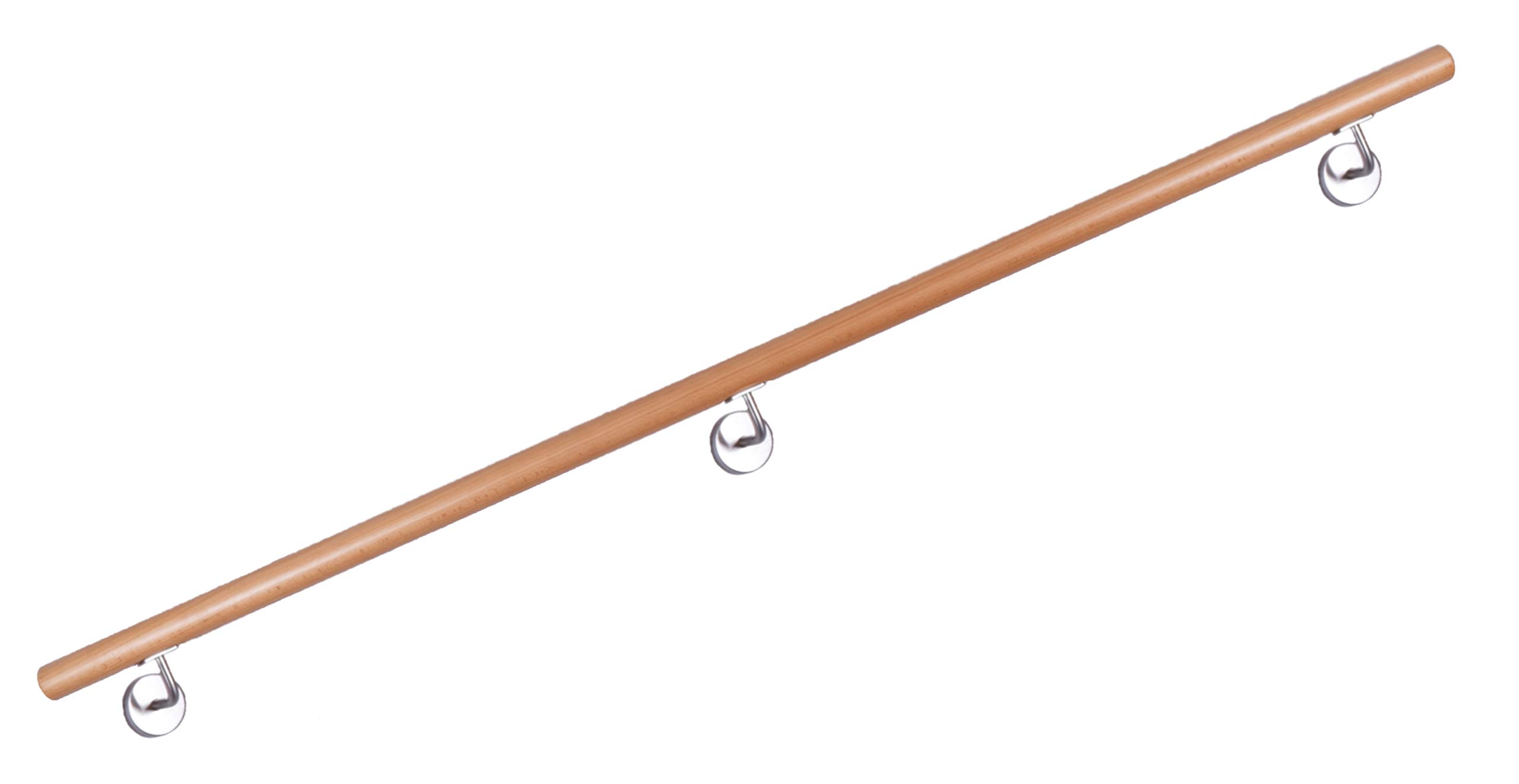 Handlauf Buche, lackiert, mit stabilen Halter aus Edelstahl, 36 Längen zur Auswahl ! (3.00m)