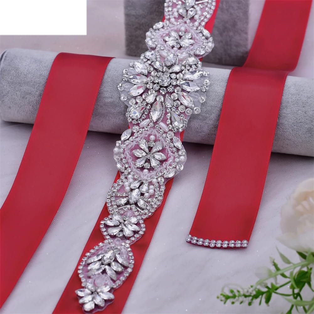 Cinturón de novia con apliques de diamantes de imitación para mujer, vestido formal de fiesta