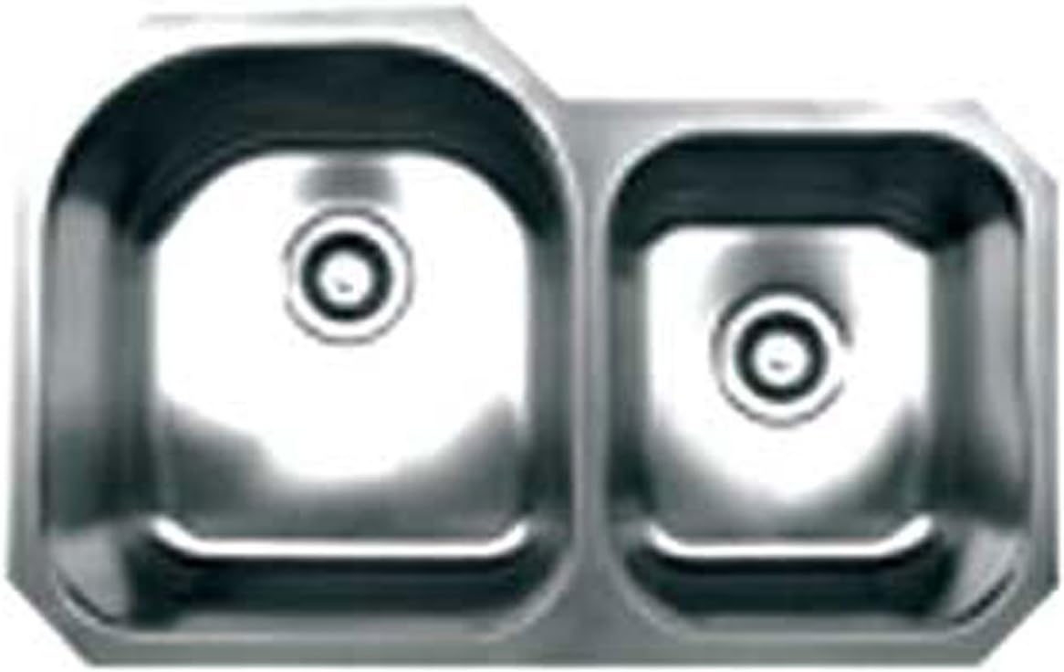 Whitehaus WHNDBU3220-BSS Noah's Collection 31 7/8-Inch Double Bowl Undermount Sink, Brushed Stainless Steel