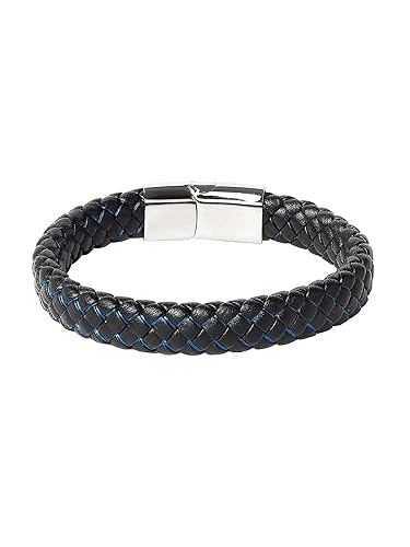 Shining Jewel Braided Designer Stainless Steel and Leather Bracelet for Men, Boys and Women [Unisex]
