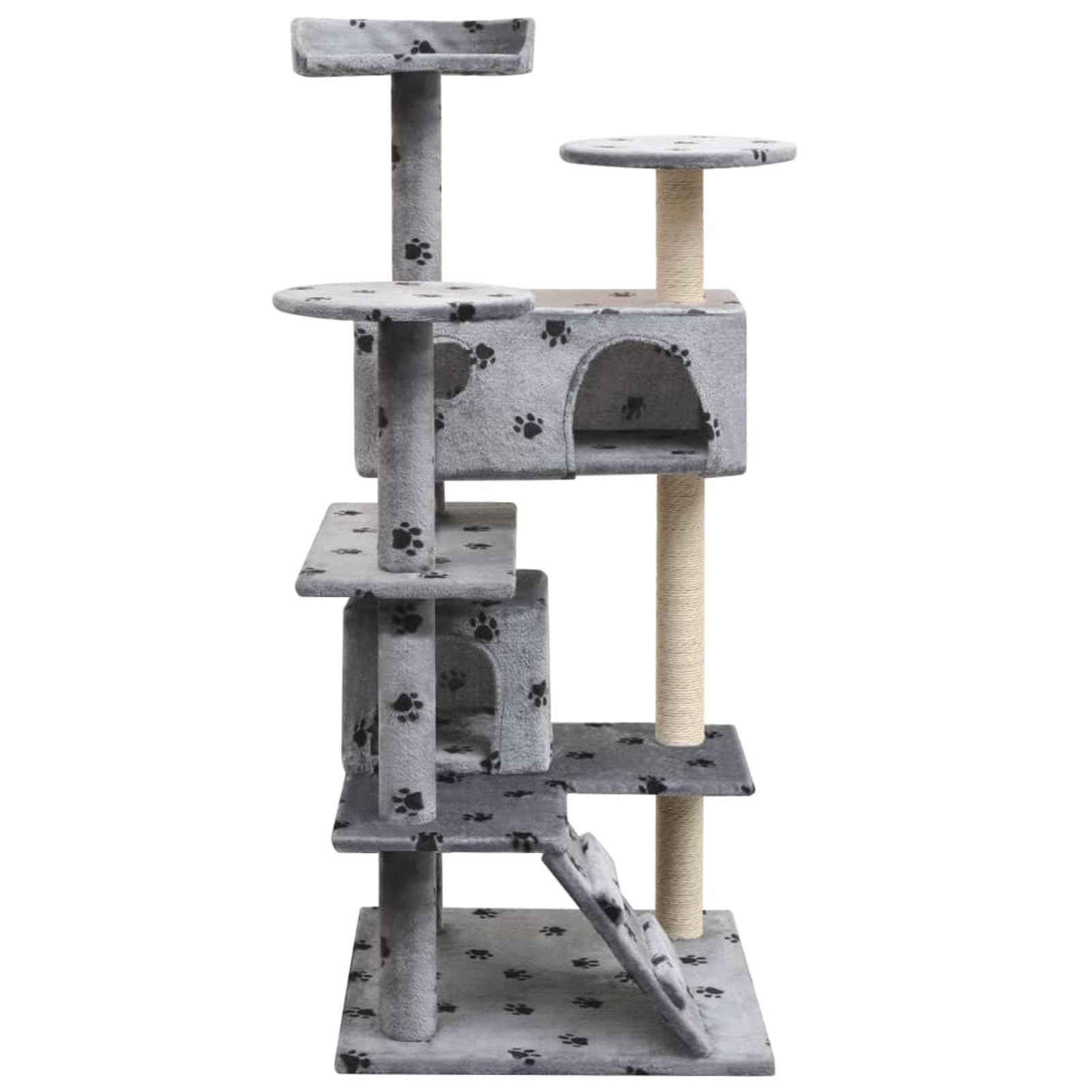 Homgoday Albero tiragraffi in sisal, 125 cm, con impronte di zampe, grigio, tiragraffi a torre per gatti, casa multilivello, centro attività per gatti, animali e articoli per animali domestici