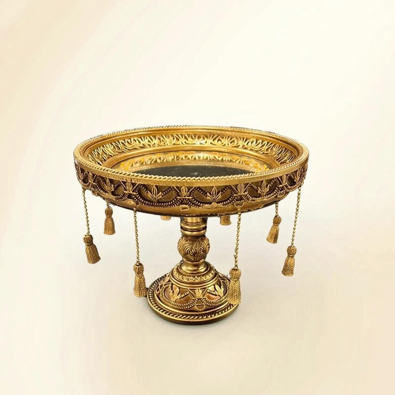 predolo Alzata con Specchio Decorativo Vassoio con Piedistallo Raffinata Vassoio Specchio per Consolle
